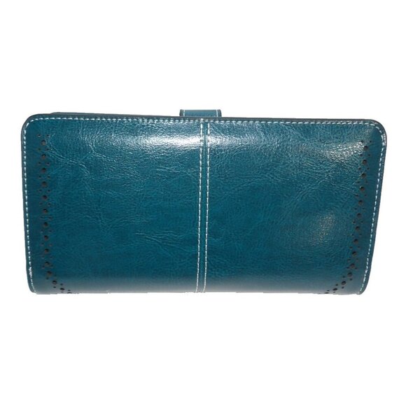 SENDEFN blue leather clutch style wallet wristlet 4 x 7.5 x 1.5" NEW, NO TAGS - Picture 6 of 6